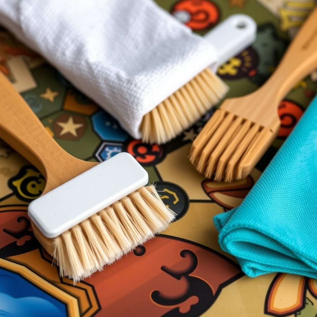 Társasjáték karbantartási és tisztítási kellékek, puha kefék, mikroszálas kendők és tárolóeszközök