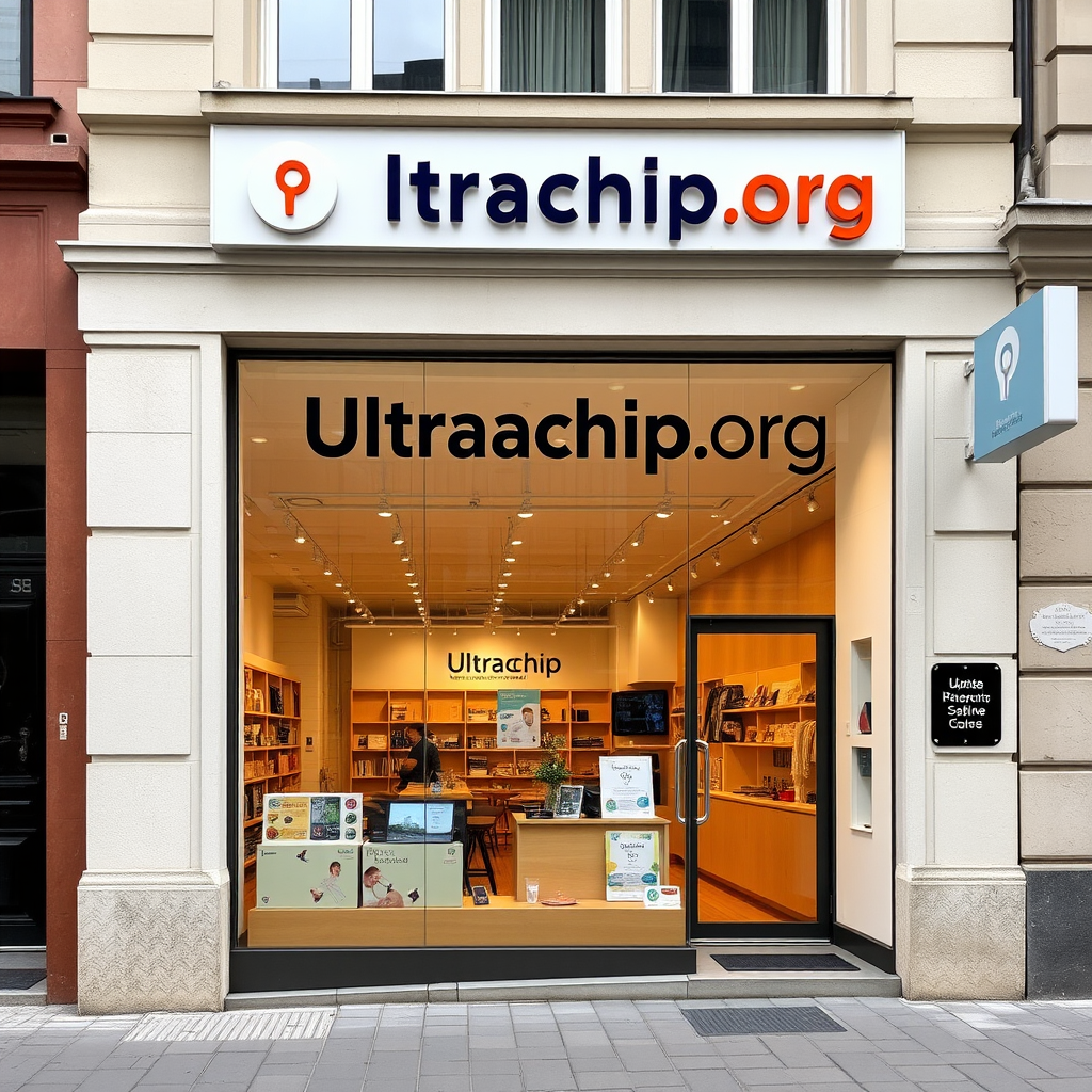 Az Ultrachip.org budapesti üzletének külső nézete a Kossuth Lajos utcában, barátságos és modern megjelenéssel